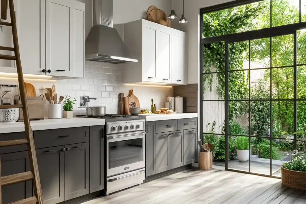 Contemporary kitchen with outdoor views, designed by Atlanta kitchen experts.